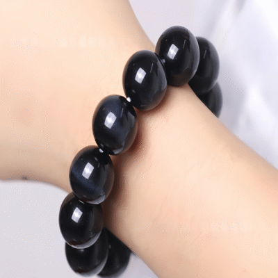 Natural Blue Tiger Eye Bracelet – Hawk’s Eye Protection Stone Beaded Bracelet for Focus & Confidence