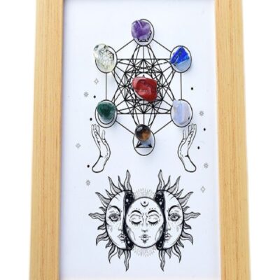 Seven Chakra Crystal Frame Decor · Natural Gemstone Art · Healing Energy Home Decoration | ArvnDao