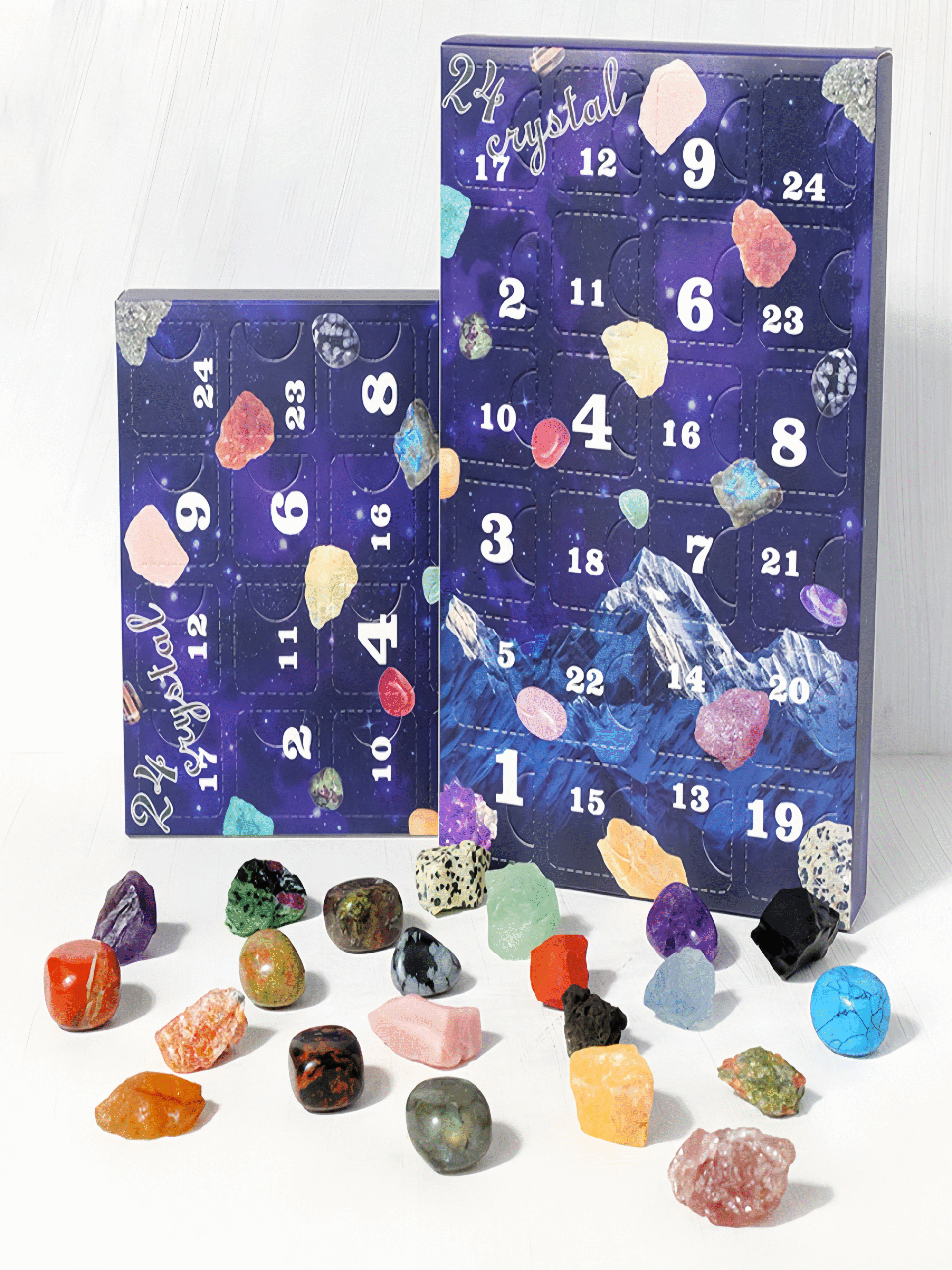 24-Day Crystal Advent Calendar with Natural Gemstone Mystery Box | ArvnDao Healing Crystal Set