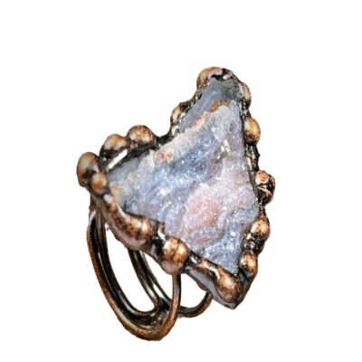 Natural Sun Agate Crystal Sprout Raw Stone Adjustable Handmade Ring