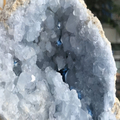 Celestite Crystal Geode Cluster | ArvnDao Natural Blue Celestine Stone for Peace, Calm & Spiritual Connection