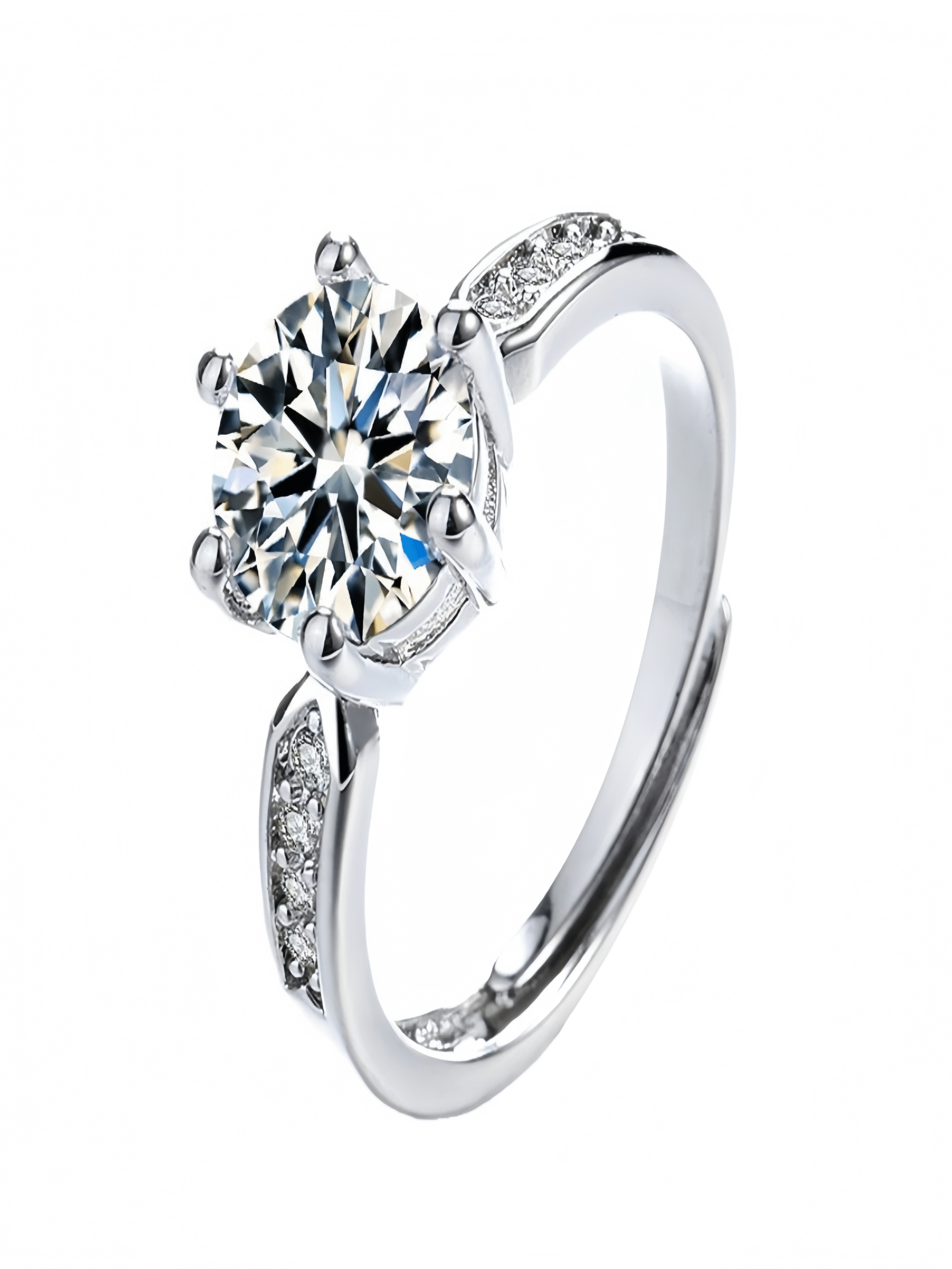 Adjustable Zircon Ring for Women – Sparkling Solitaire Open Band Jewelry