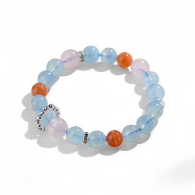Cancer Zodiac Crystal Bracelet – Aquamarine, Rose Quartz & Sunstone