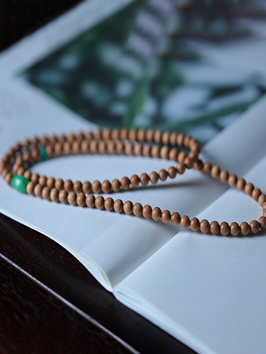 Authentic Indian Old Sandalwood Mala Bracelet 108 Beads - Image 3