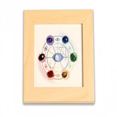 7 Chakra Crystal Frame Decor for Energy Healing & Meditation Space