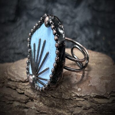 Raw Turquoise Adjustable Ring | Handmade Irregular Natural Stone Bronze Ring