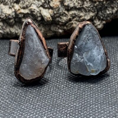 Raw Aquamarine Ring | Adjustable Copper Electroformed Ring