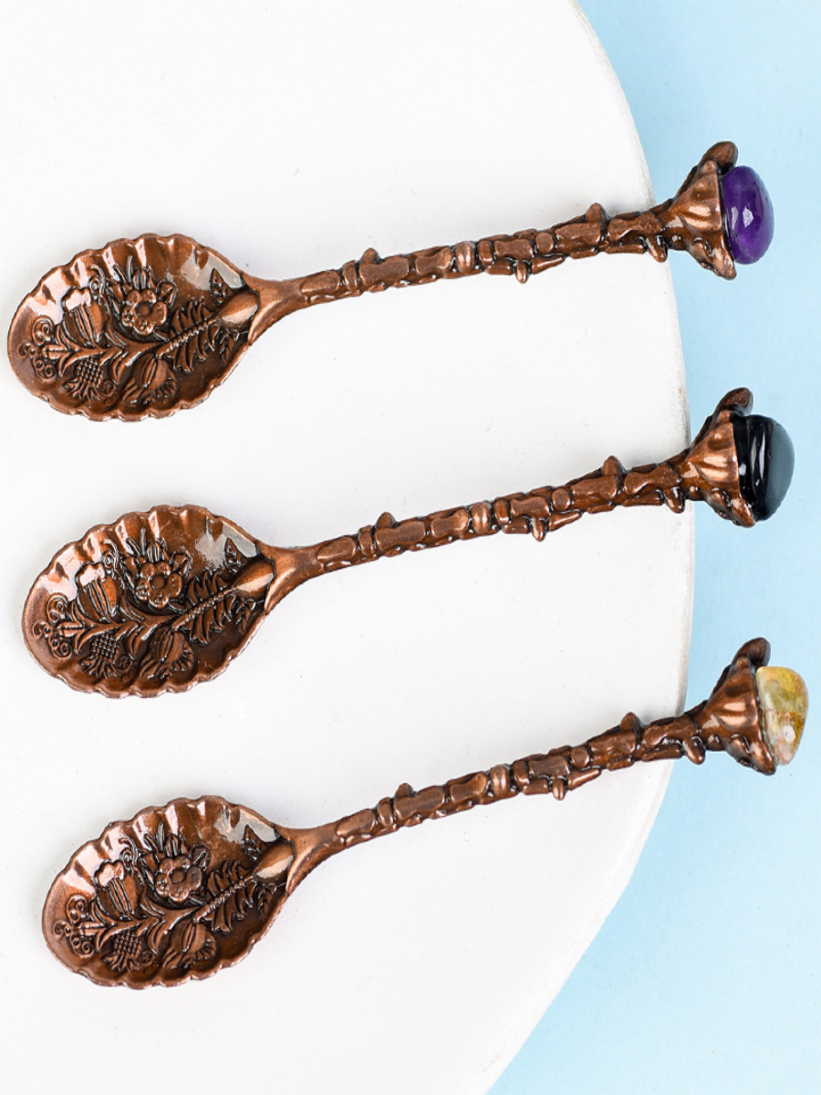 Crystal Coffee Spoons with Natural Gemstones | ArvnDao Spiritual Tea Spoon Set for Energy & Mindfulness - Image 3