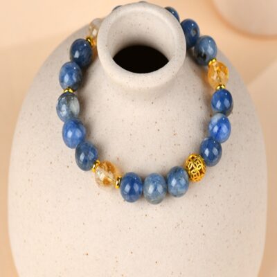 Kyanite and Yellow Rutilated Quartz Bracelet for Clarity & Abundance