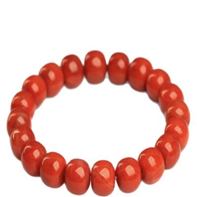 Natural Red Agate Bracelet |  South Red Agate Barrel Bead Bracelet for Vitality & Protection