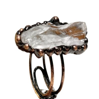 Raw Light Green Crystal Ring · Adjustable Copper Crystal Ring for Clarity & Healing