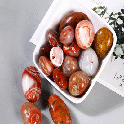 Natural Red Agate Tumbled Stones | ArvnDao South Red Carnelian Crystal for Vitality, Courage & Energy Balance