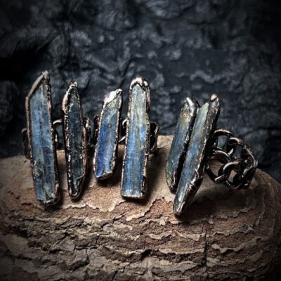 Raw Blue Kyanite Ring | Adjustable Copper Electroformed Crystal Ring