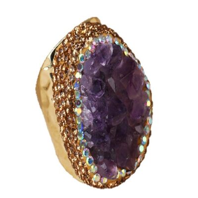 Raw Amethyst Cluster Adjustable Ring · Natural Irregular Geode Ring
