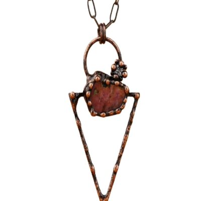 Raw Rhodonite Arrow Pendant Necklace · Heart Healing & Emotional Balance