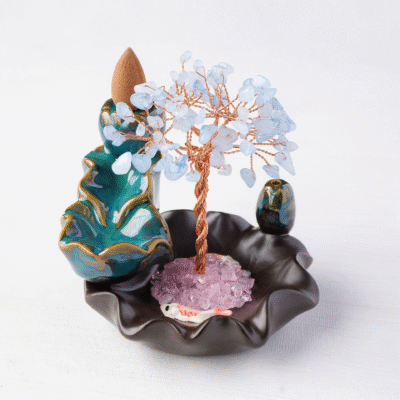 Seven Chakra Crystal Tree Incense Holder | ArvnDao Gemstone Energy Tree for Healing & Harmony