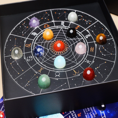 Zodiac Solar System Crystal Sphere Set | ArvnDao 12 Astrology Gemstones for Energy Balance & Cosmic Harmony