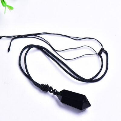 Obsidian Double-Point Pendant | Natural Protection Crystal Necklace | Grounding & Negative Energy Shield