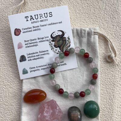 Zodiac Crystal Healing Set with Natural Stones & Bracelet | Astrology Collection