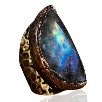 Labradorite Flash Ring · Blue Fire Stone Adjustable Ring