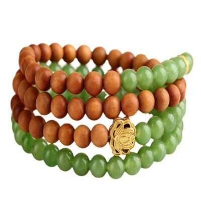 Sandalwood & Green Jade Multi-Layer Healing Bracelet for Protection & Balance | ArvnDao