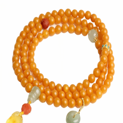 Natural Yellow Amber Mala Beads 108 – 7mm Chicken Oil Amber Bracelet & Necklace
