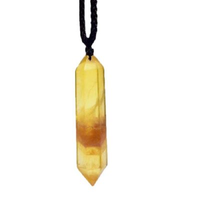 Yellow Fluorite Double Point Pendant | Natural Crystal for Clarity & Prosperity
