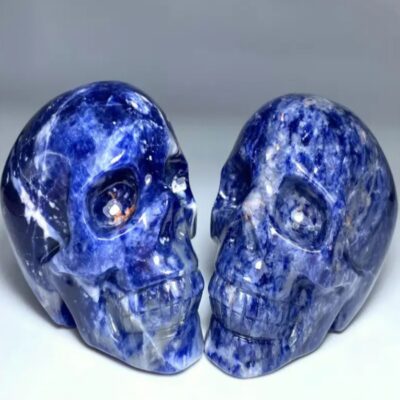 Natural Sodalite Crystal Skull Carving – Blue Stone Healing Decoration