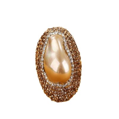 Baroque Pearl Crystal Ring · Adjustable Gold Statement Ring