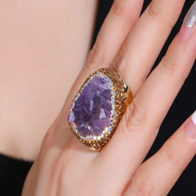 Raw Amethyst Cluster Adjustable Ring · Natural Irregular Geode Ring