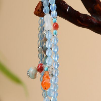 Aquamarine and Shoushan Stone Double Bracelet for Peace & Balance | ArvnDao