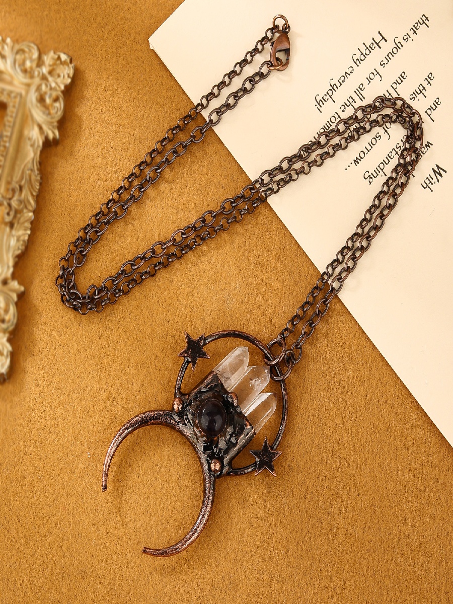 Amethyst & Clear Quartz Pendant Necklace · Moon Goddess Crystal Jewelry | ArvnDao - Image 4