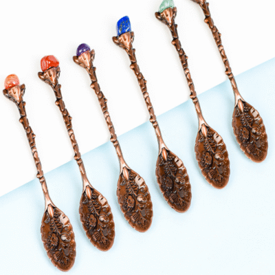 Crystal Coffee Spoons with Natural Gemstones | ArvnDao Spiritual Tea Spoon Set for Energy & Mindfulness