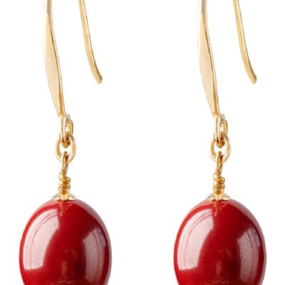Red Cinnabar Crystal Earrings for Protection & Vitality