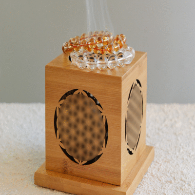 Crystal Cleansing & Smudging Box Set | Wooden Energy Purification Kit with Sage, Palo Santo & Abalone Shell