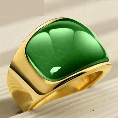 Natural Cat’s Eye Adjustable Ring – Polished Gemstone & Silver Tone Setting