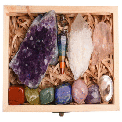 Amethyst & Clear Quartz Crystal Healing Set | Natural Gemstones for Energy Balance & Meditation