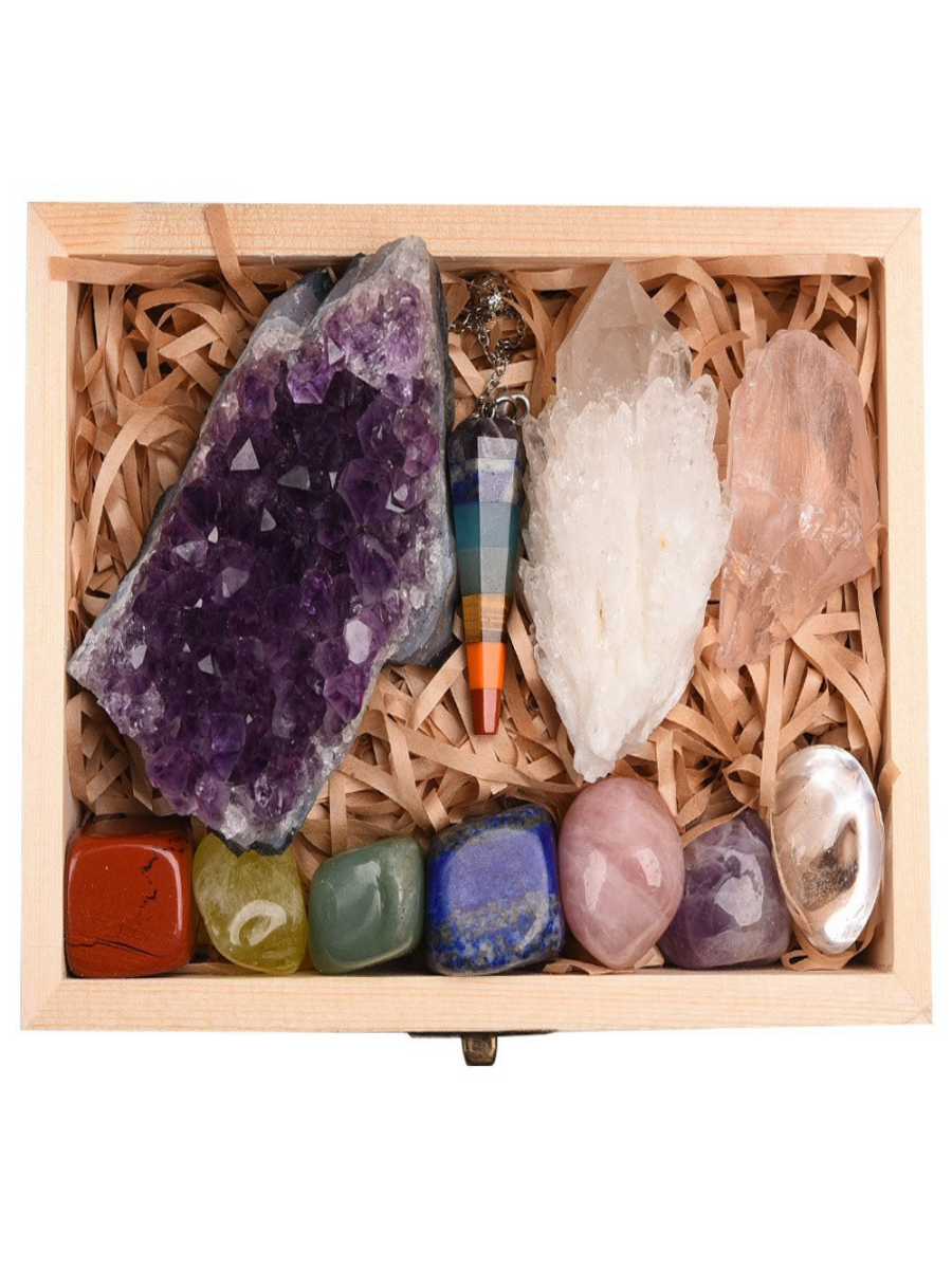 Amethyst & Clear Quartz Crystal Healing Set | Natural Gemstones for Energy Balance & Meditation - Image 2