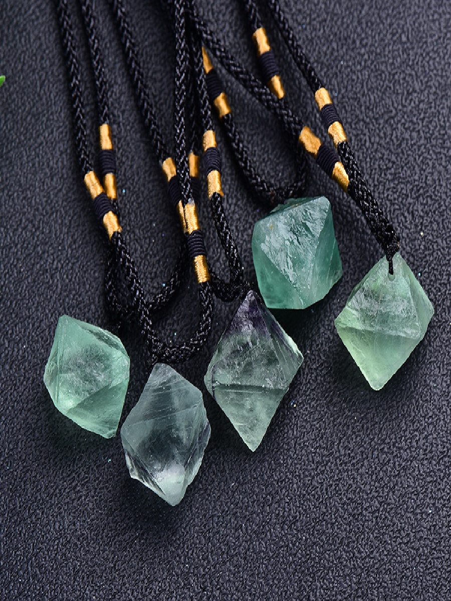Green Fluorite Octahedron Pendant Necklace | Natural Crystal for Clarity & Healing - Image 4
