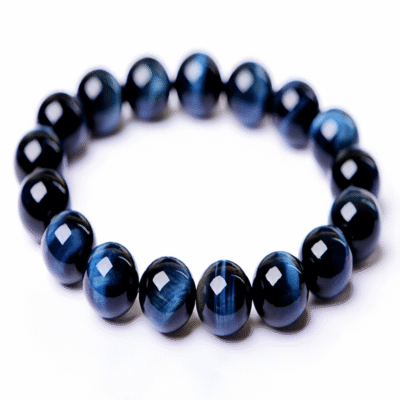 Natural Blue Tiger Eye Bracelet – Hawk’s Eye Protection Stone Beaded Bracelet for Focus & Confidence