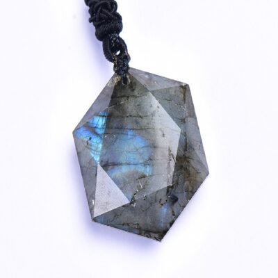 Labradorite Hexagram Pendant | Natural Crystal Necklace for Protection & Intuition