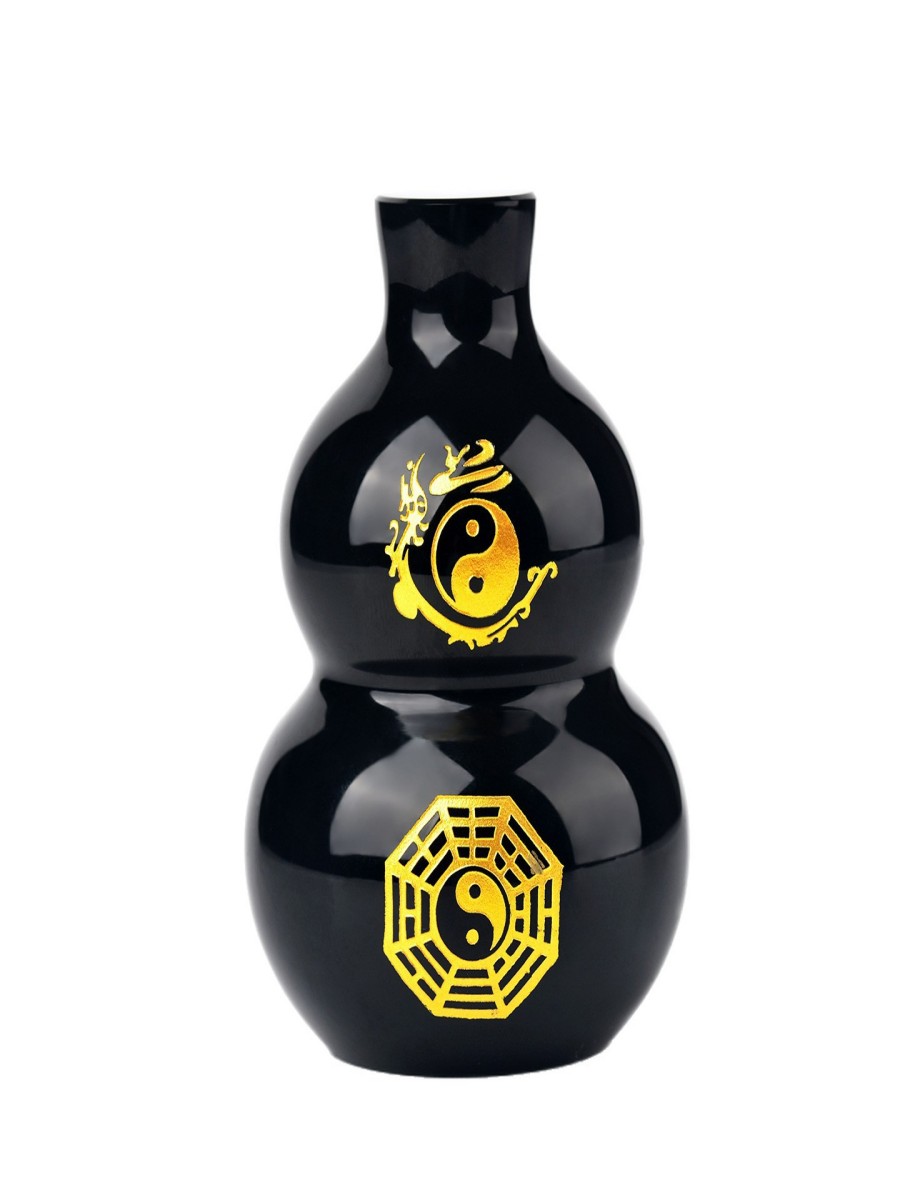 Obsidian Yin-Yang Bagua Gourd – Feng Shui Protection & Balance