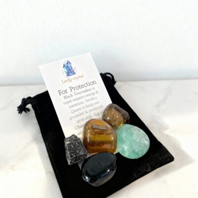 Natural Crystal Tumbled Stone Set for Protection, Chakra & Empath Healing