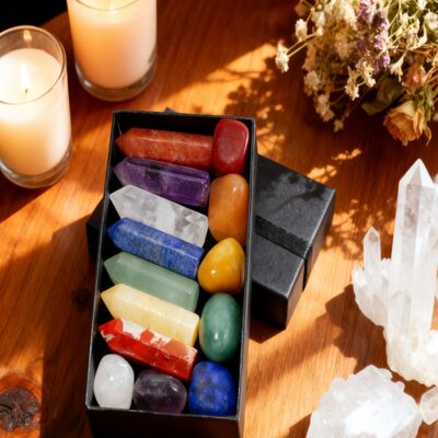 7 Chakra Crystal Point & Raw Stone Set for Energy Healing and Meditation
