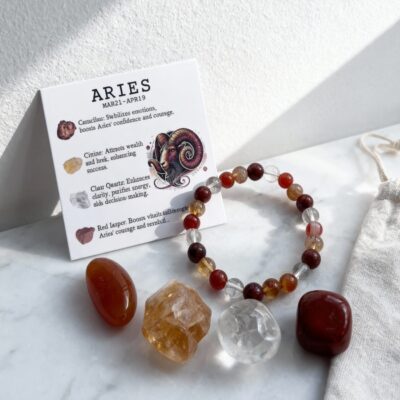 Zodiac Crystal Healing Set with Natural Stones & Bracelet | Astrology Collection