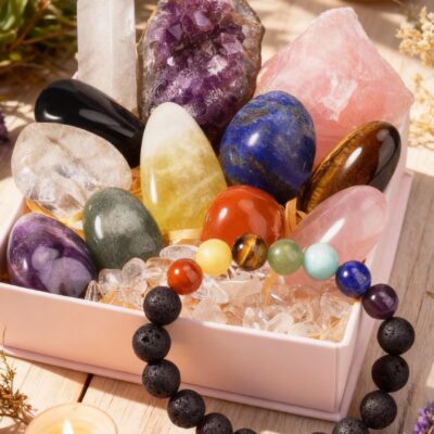 13pcs Chakra Crystal Healing Gift Set with Gemstones, Bracelet & Raw Stones