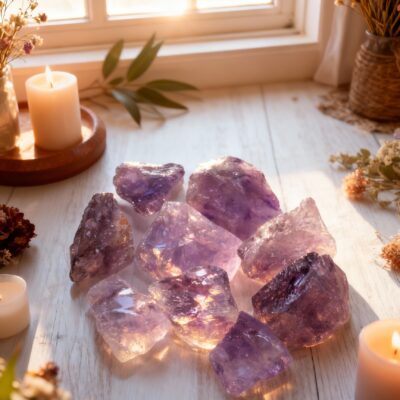 Natural Light Amethyst Raw Crystal Stone for Healing & Meditation