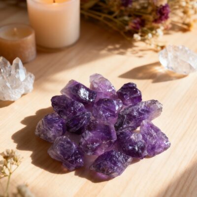 Natural Light Amethyst Raw Crystal Stones for Healing, Meditation & Energy Cleansing