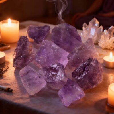 Natural Light Amethyst Raw Crystal Stone for Healing & Meditation