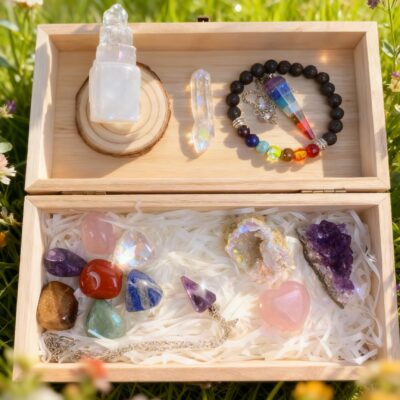 7 Chakra Crystal Healing Gift Box | Natural Gemstone Set with Amethyst, Selenite & Rose Quartz for Energy Balance